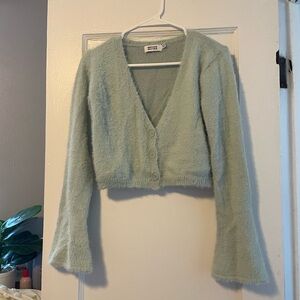 Beginning Boutique Shelly Sage Fluffy Knit Sweater